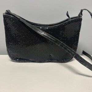Whiting & Davis 80s Black Mesh Purse Vintage 1980s Evening Bag 12 X 8 X 3